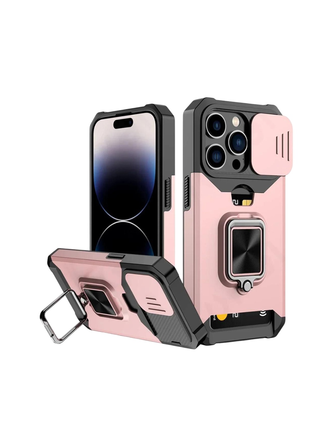 

Luxury Kase LK177 Camera Slide Protection iPhone 15 Pro Max Back Case, Rose gold