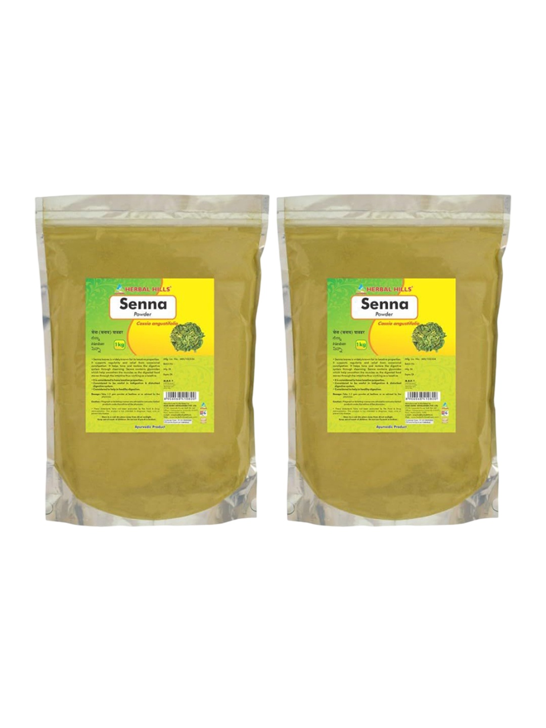 

Herbal Hills senna leaf powder 1 Kg Pack of 2, White