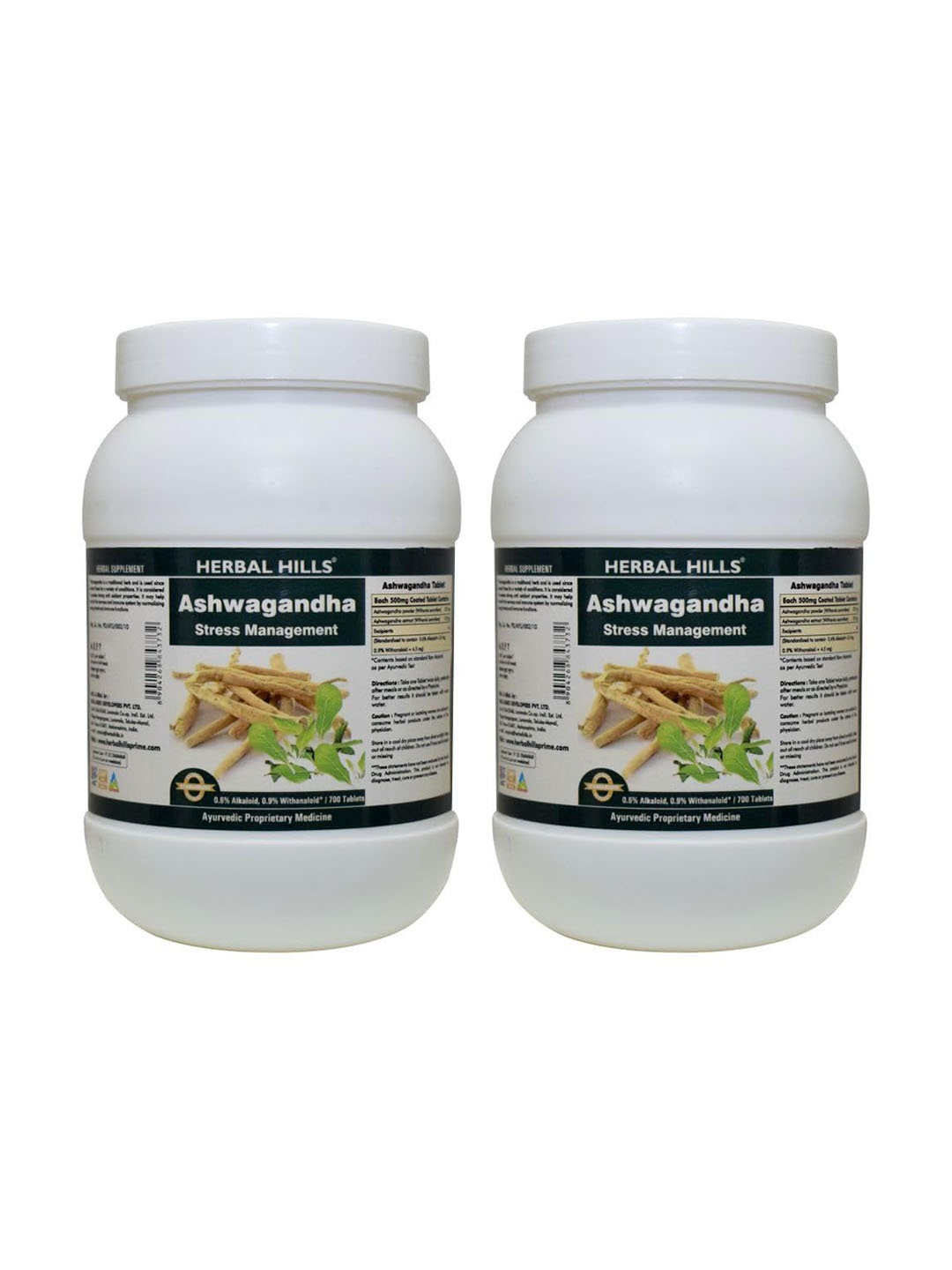 

Herbal Hills Ashwagandha Tablets (700 Tablets (Pack of 2)), White