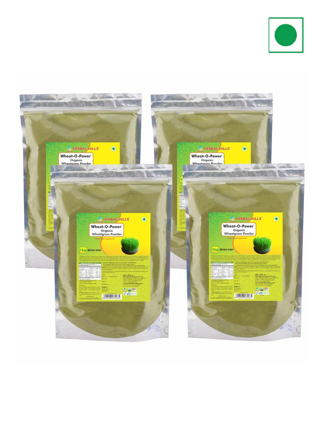 

Herbal Hills Set Of 4 Organic Wheatgrass Powder - 1 Kg Each, Brown