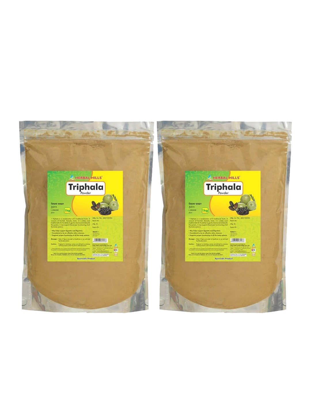 

Herbal Hills Triphala Powder (1 Kg Pack of 2), White