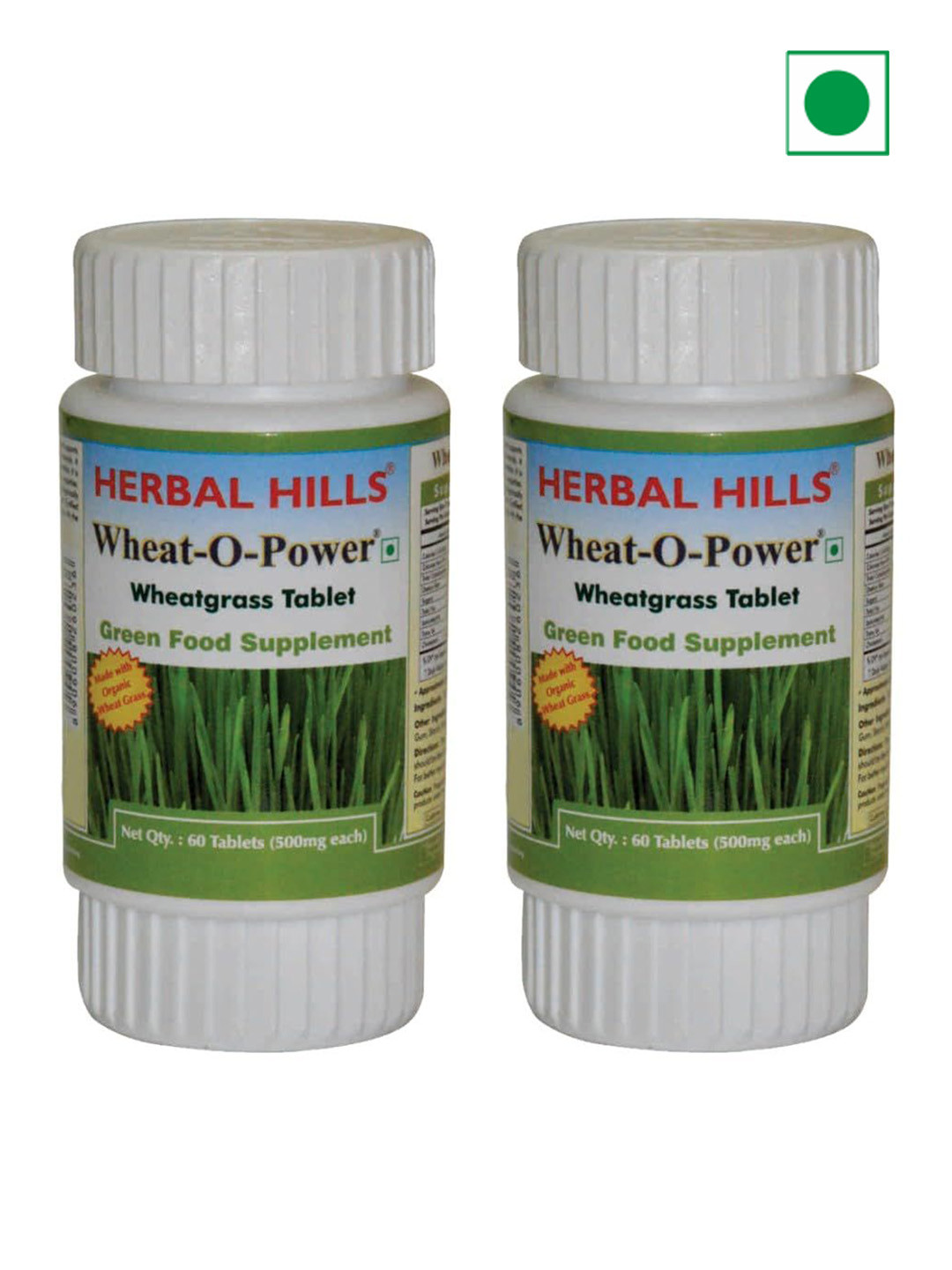 

Herbal Hills Wheatgrass Tablets (60 Count Pack of 2), White