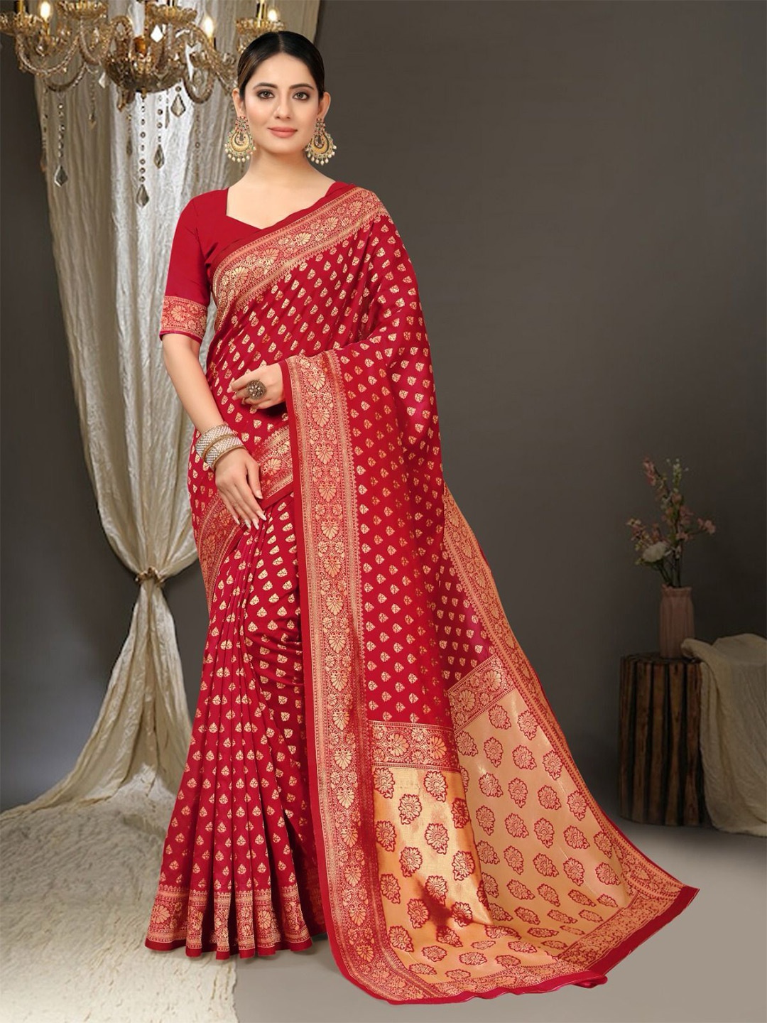 

Marziyaa Woven Design Zari Banarasi Saree, Maroon