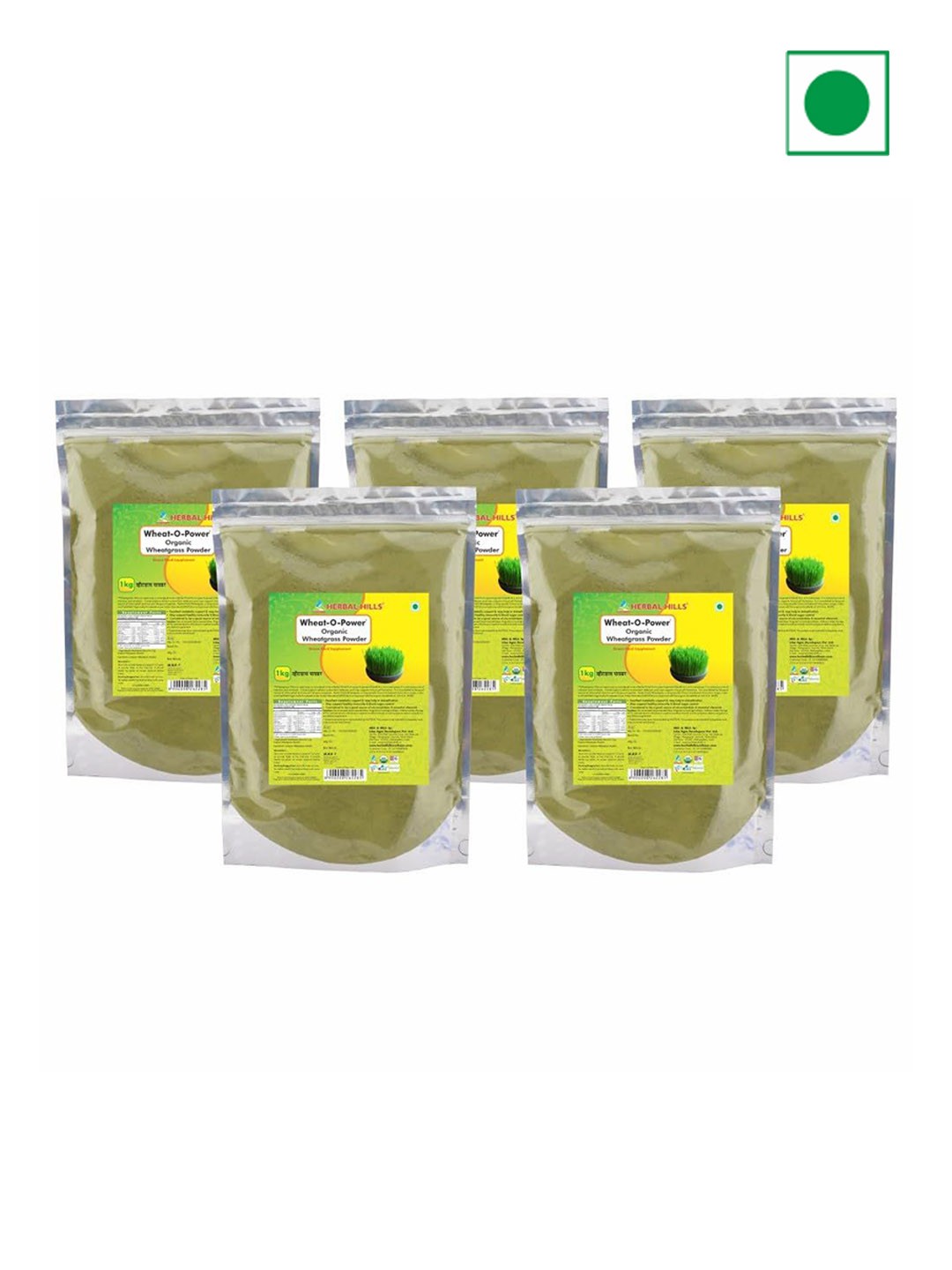 

Herbal Hills Wheatgrass Powder (1000 Gram Pack of 5), White
