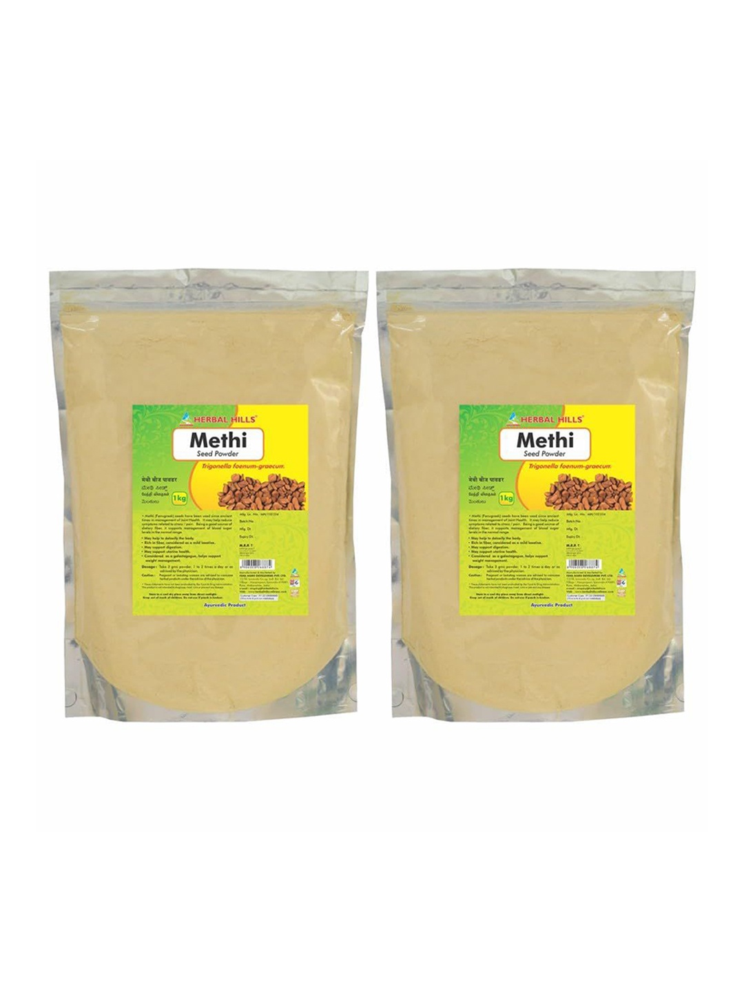 

Herbal Hills Methi Seed Fenugreek Powder (1 Kg Pack of 2), White
