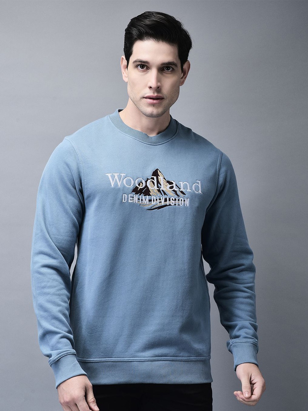 

Woodland Men Printed Round Neck Cotton Sweatshirt, Blue