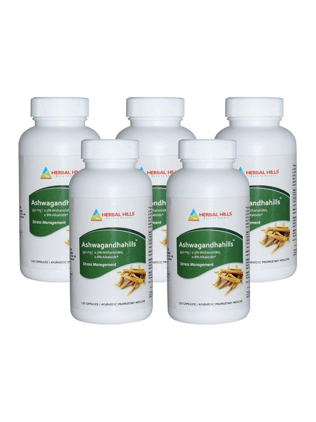

Herbal Hills Ashwagandhahills Capsule (120 Count Pack of 5), White