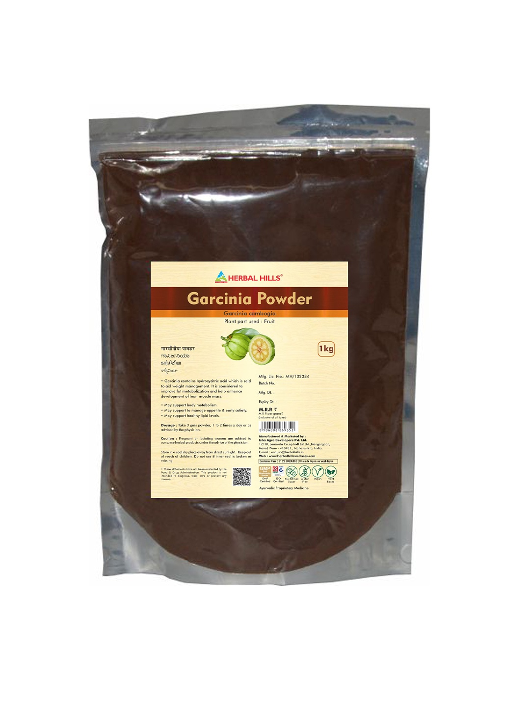 

Herbal Hills Garcinia Cambogia Powder (1 Kg Pack of 1), White