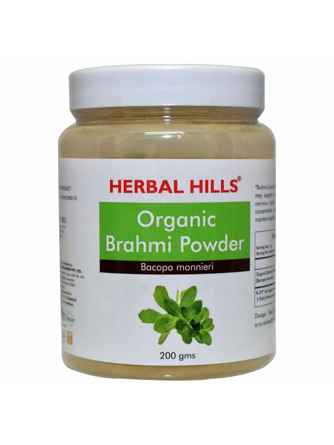 

Herbal Hills Organic Brahmi Powder 200 gms Superfood For Healthy Hair, White