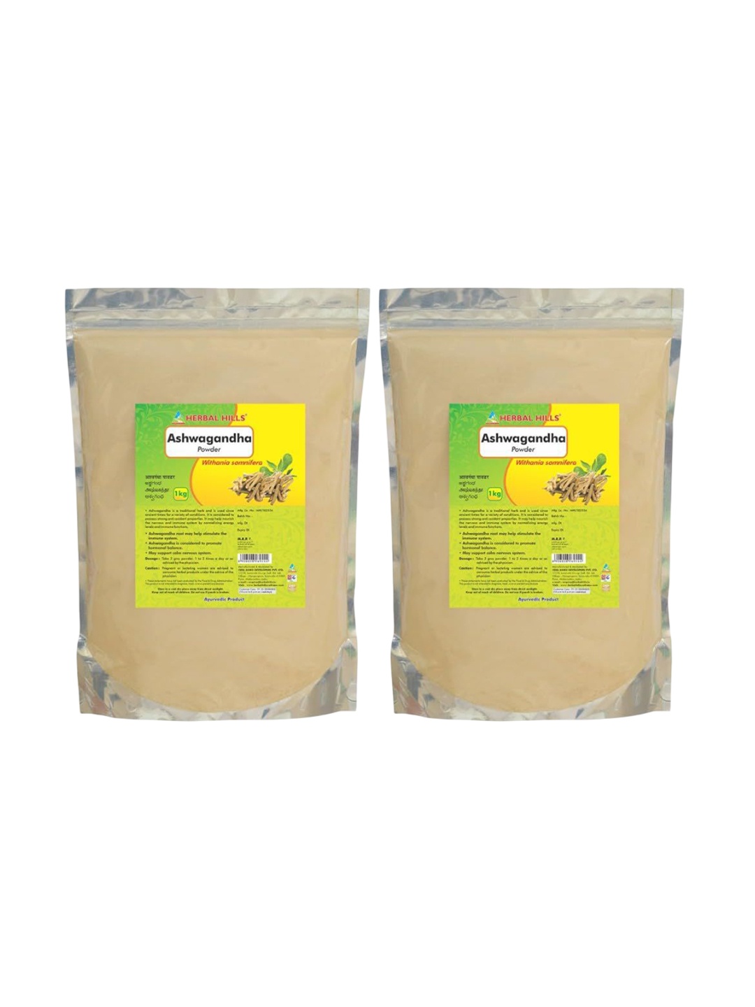 

Herbal Hills Ashwagandha Powder 1 kg Pack of 2, White