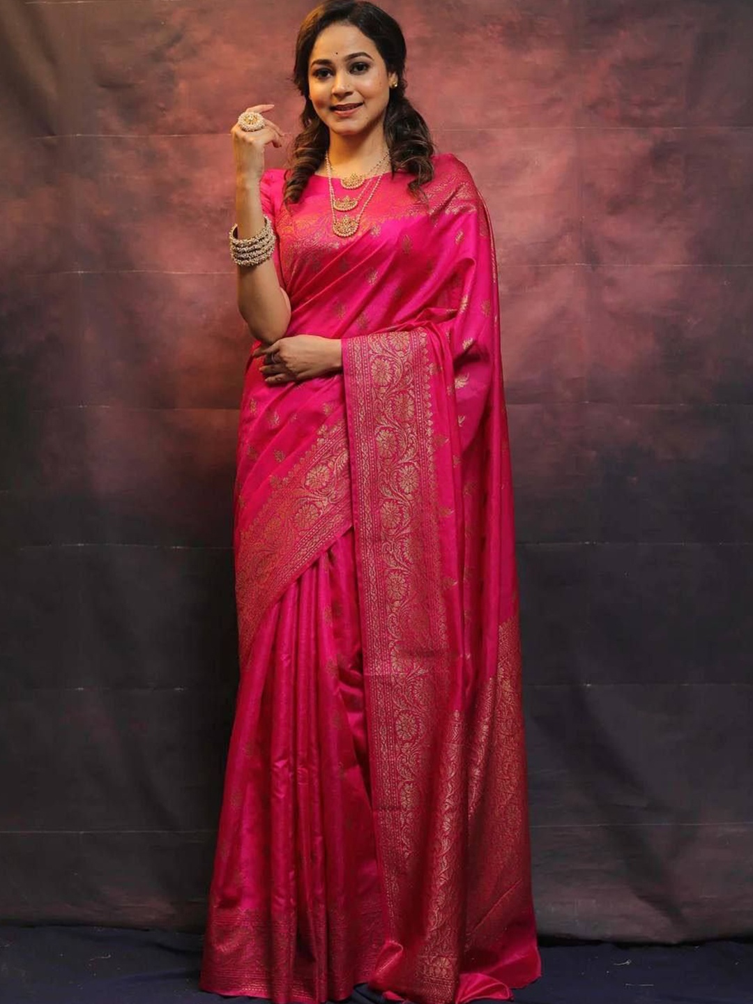 

Marziyaa Woven Design Zari Banarasi Saree, Pink