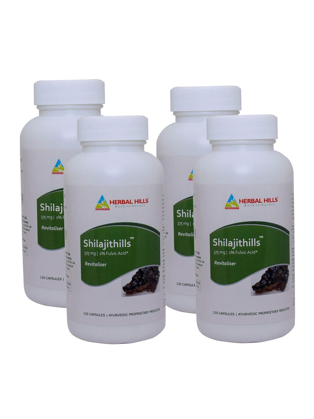 

Herbal Hills Shilajit Capsules (120 Capsules (Pack of 4)), White