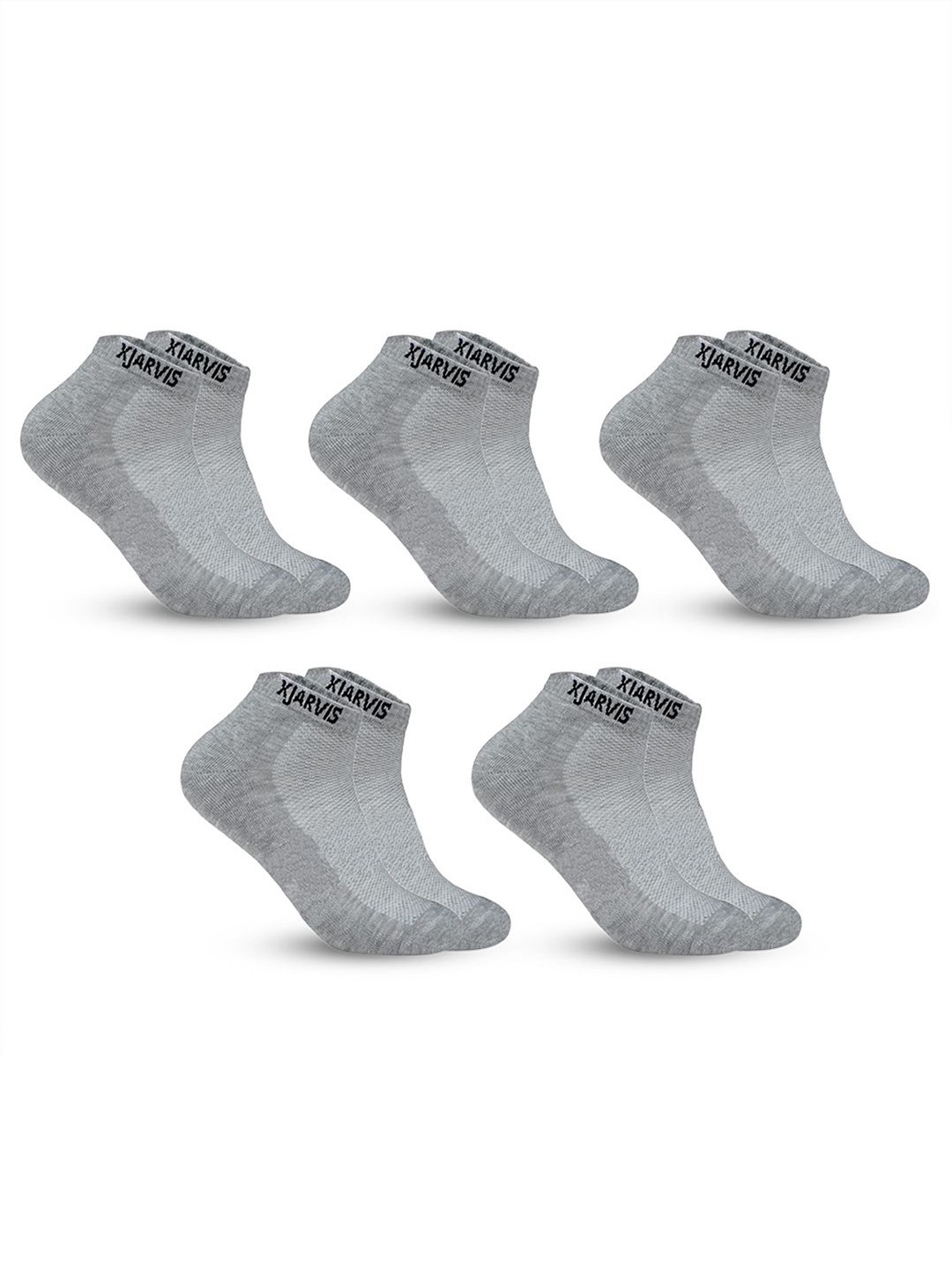 

Xjarvis Unisex Pack Of 5 Ankle-Length Socks, Grey