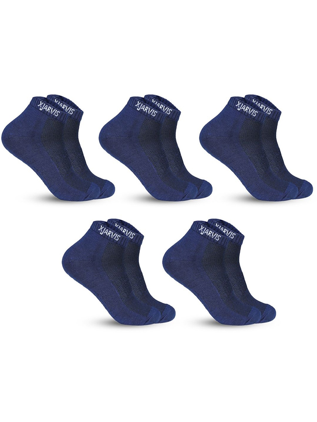 

Xjarvis Pack of 5 Unisex Combed Cotton Ankle-Length Socks, Navy blue