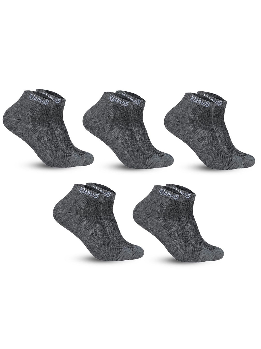 

Xjarvis Unisex Pack Of 5 Combed Cotton Ankle-Length Socks, Grey