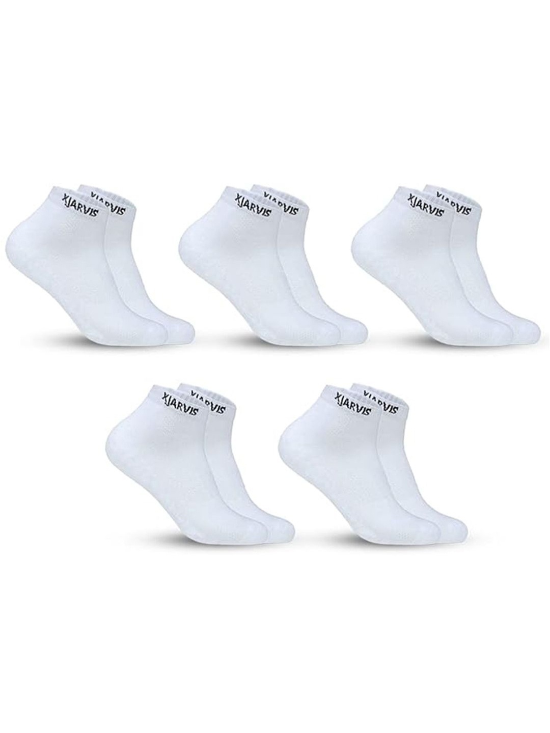 

Xjarvis Unisex Pack Of 5 Ankle-Length Sports Socks, White