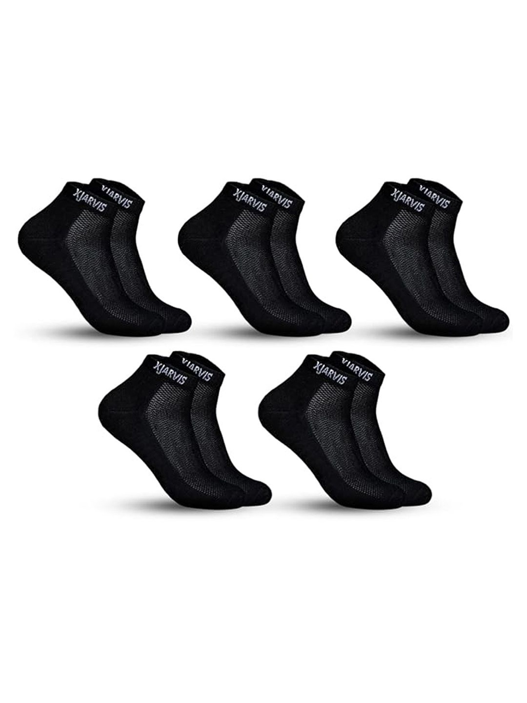 

Xjarvis Unisex Pack of 5 Cushion Ankle-Length Socks, Black