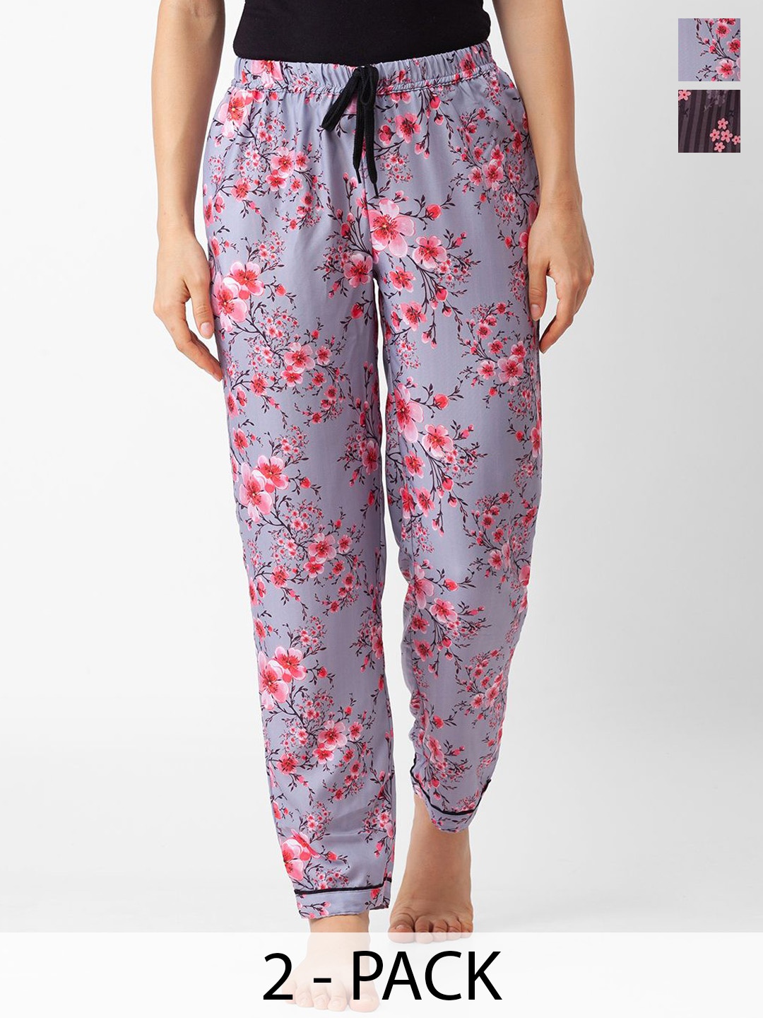 

NOIRA Pack Of 2 Women Printed Lounge Pants, Purple