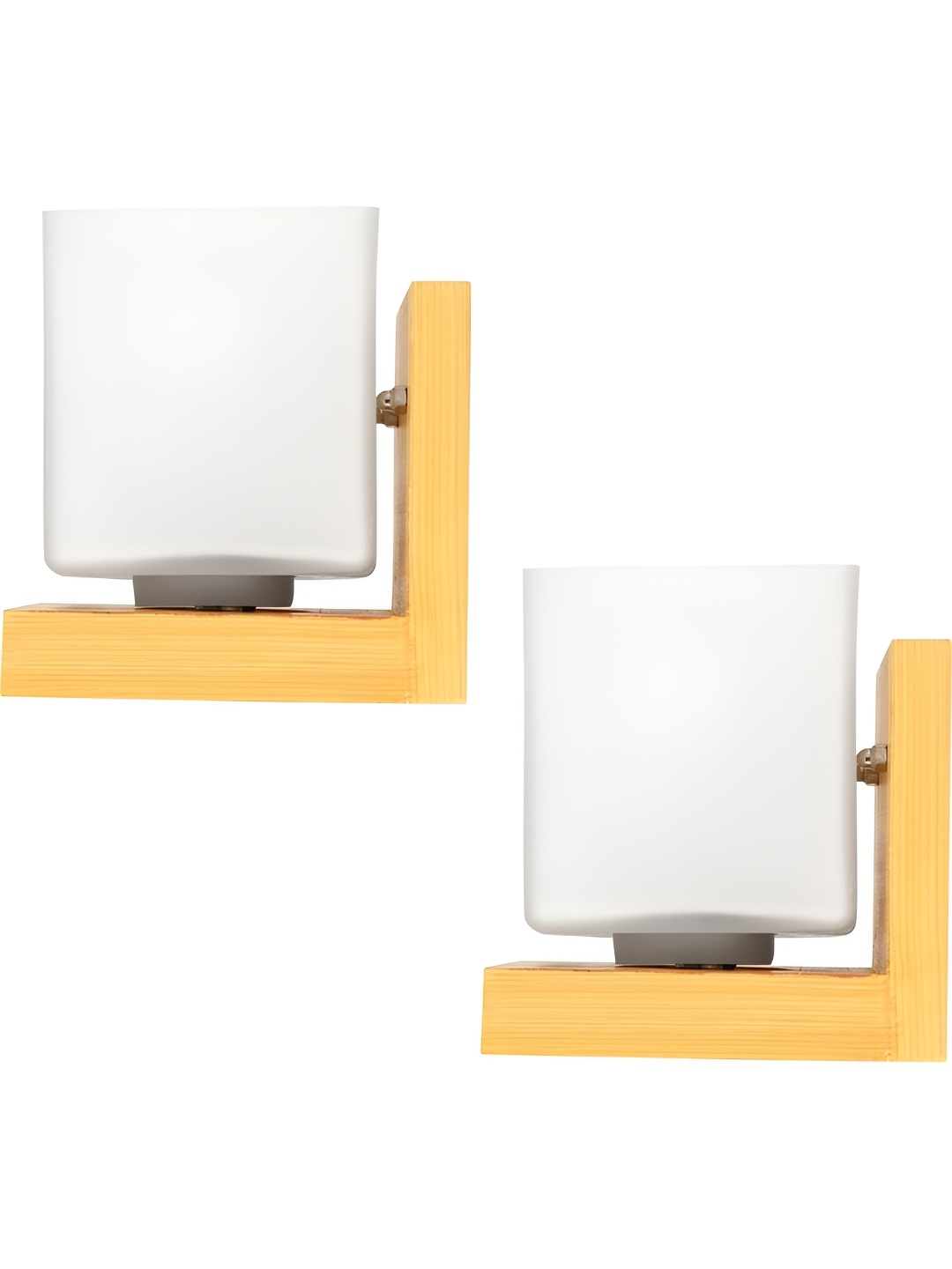 

Afast White & Beige 2 Pieces Wood Rectangle Shaped Wall Lamps