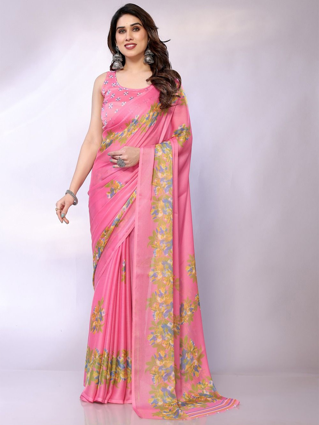 

FABMORA Bandhani Saree, Pink