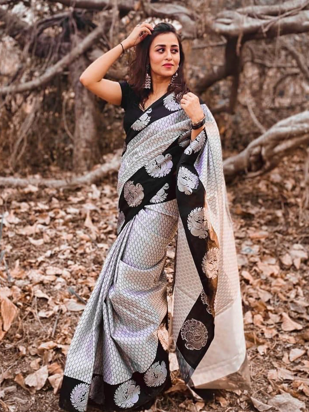 

Marziyaa Woven Design Zari Banarasi Saree, Black