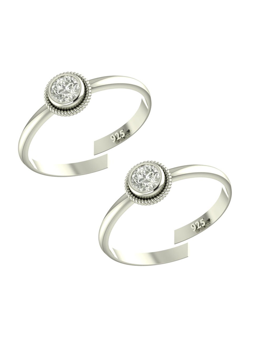 

Peenzone Jewellers 925 Sterling Silver-Plated Cubic Zirconia Stone Studded Toe Rings