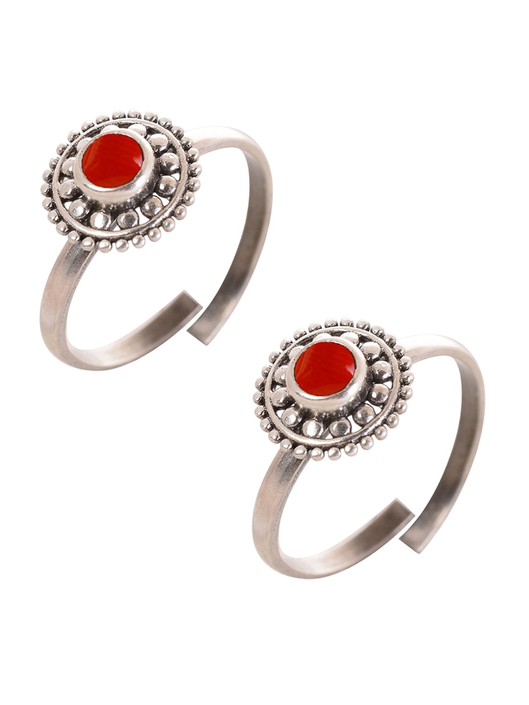 

Peenzone Jewellers 925 Sterling Silver-Plated Cubic Zirconia Stone Studded Toe Rings
