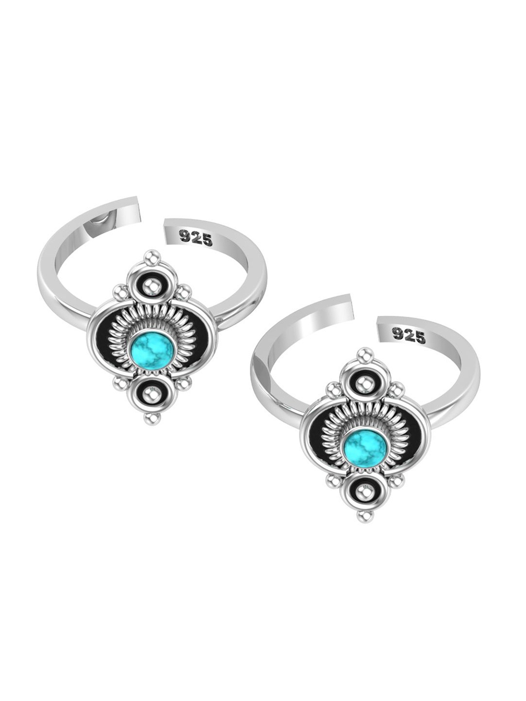 

Peenzone Jewellers 925 Sterling Silver-Plated CZ-Studded Round Shape Cup Toe Rings