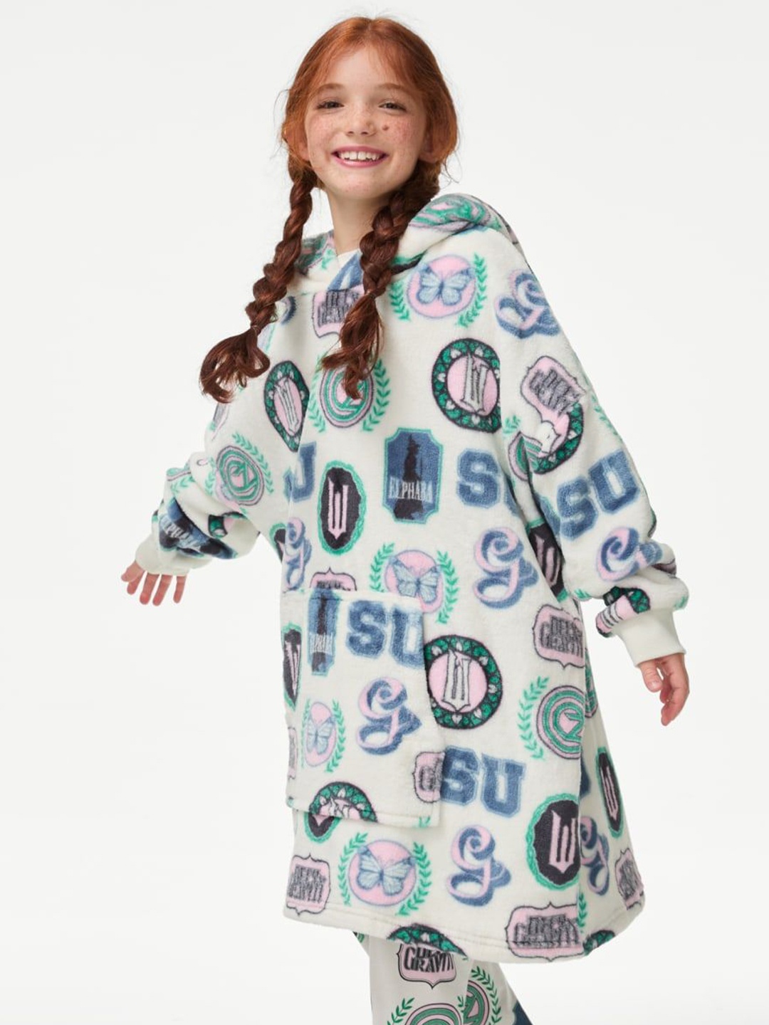 

Marks & Spencer Girls Printed Oversized Longline Sweatshirt, Blue