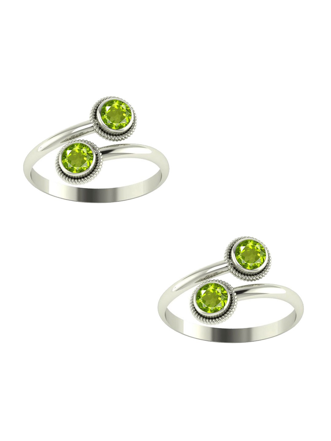 

Peenzone Jewellers 925 Sterling Silver-Plated Cubic Zirconia Stone Studded Toe Rings