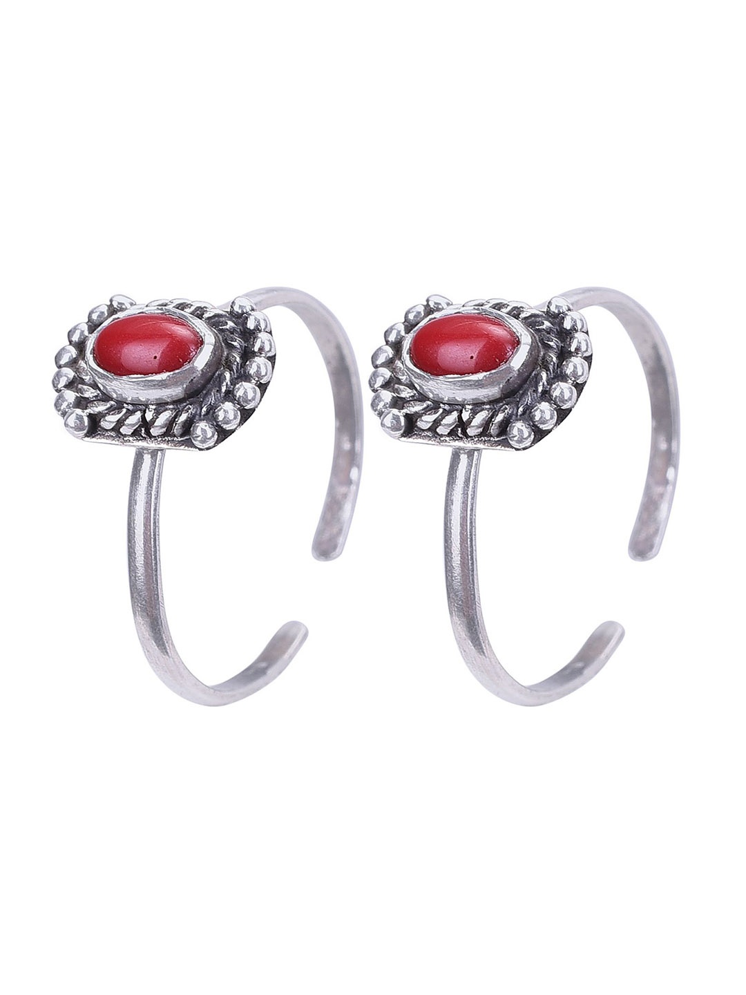 

Peenzone Jewellers 925 Sterling Silver-Plated Cubic Zirconia Stone Studded Toe Rings