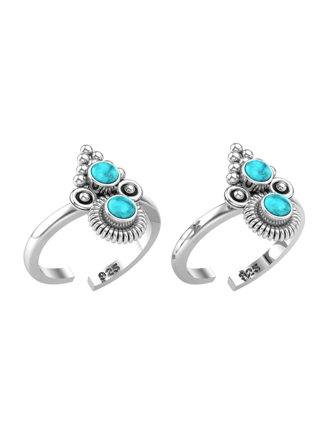 

Peenzone Jewellers 925 Sterling Silver-Plated CZ-Studded Round Shape Cup Setting Toe Rings