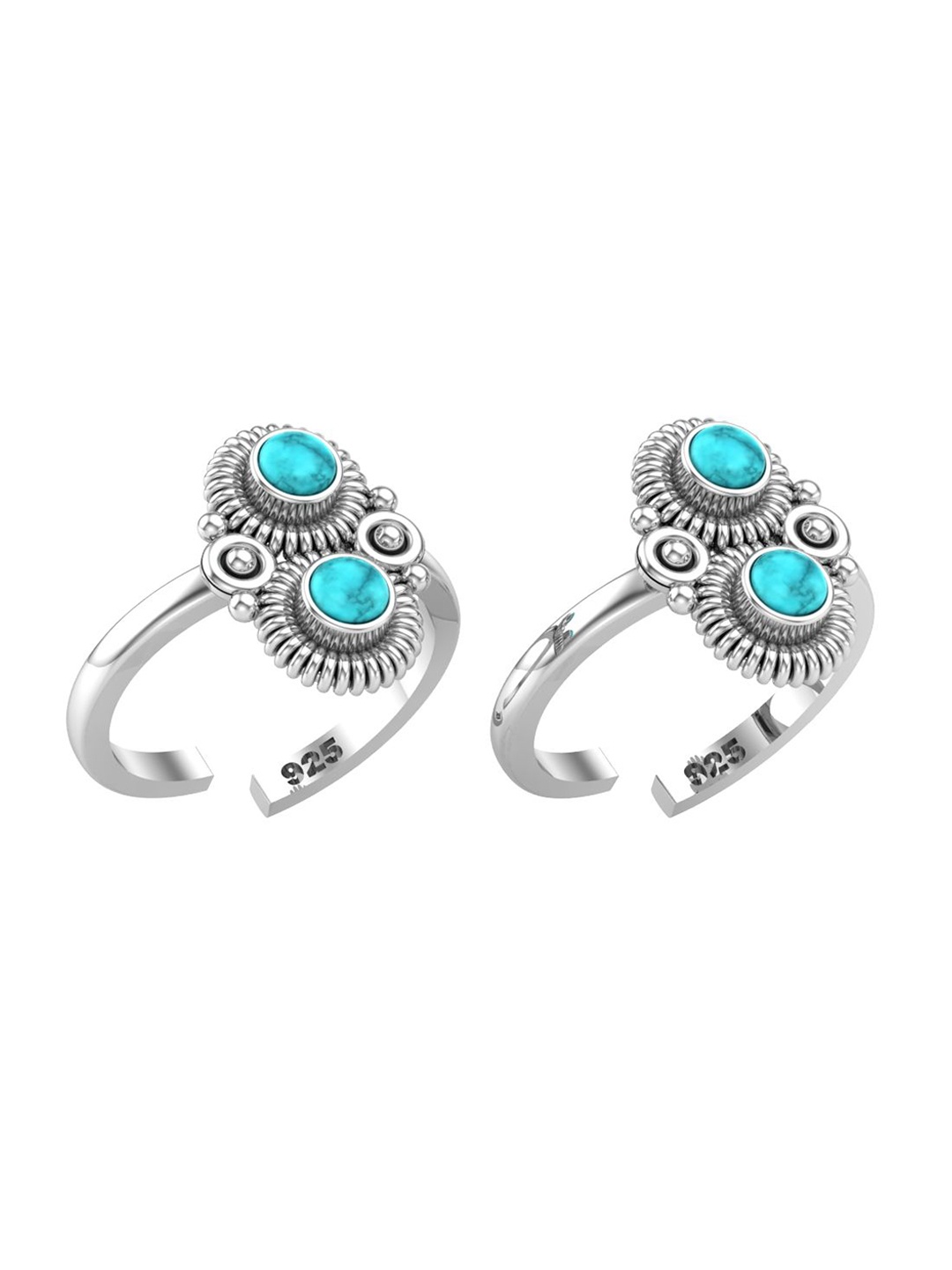 

Peenzone Jewellers 925 Sterling Silver -Plated CZ-Stone Studded Round Shape Cup Toe Rings