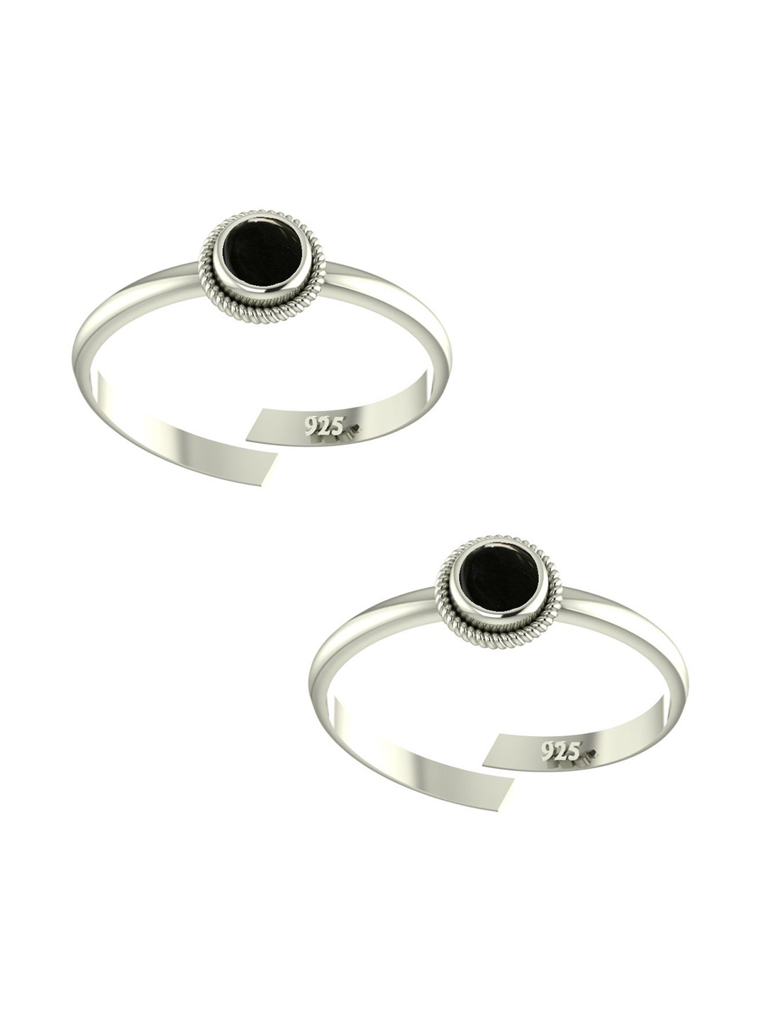 

Peenzone Jewellers 925 Sterling Silver -Plated Onyx Stone Studded Toe Rings