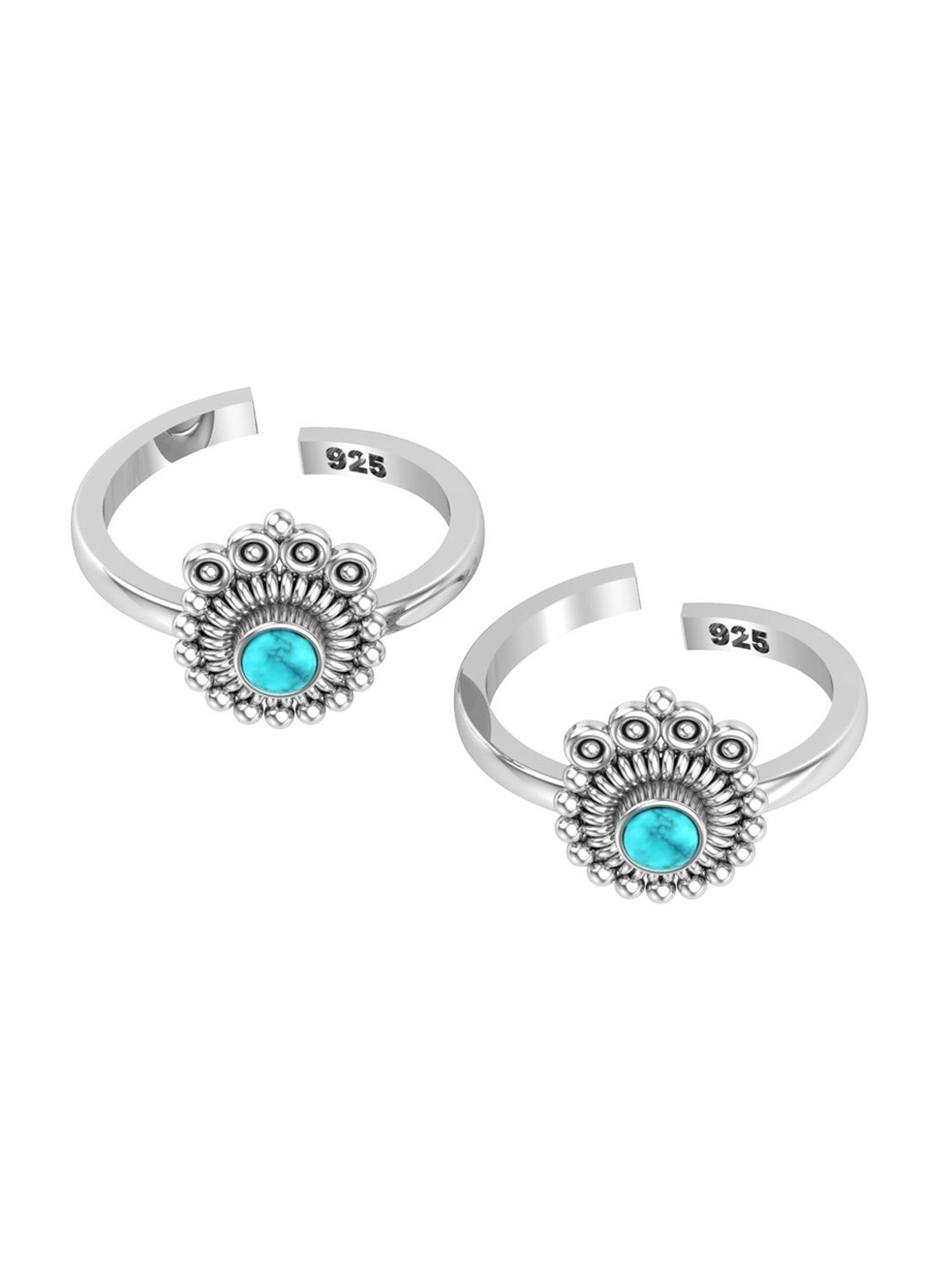 

Peenzone Jewellers 925 Sterling Silver -Plated CZ-Stone Studded Round Shape Cup Toe Rings