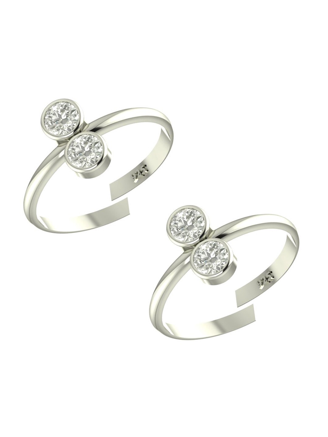 

Peenzone Jewellers 925 Sterling Silver -Plated Cubic Zirconia Stone Studded Toe Rings