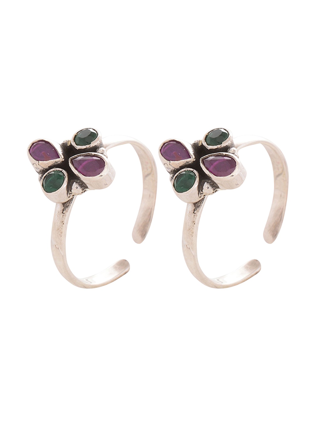 

Peenzone Jewellers 925 Sterling Silver-Plated Cubic Zirconia Stone Studded Toe Rings