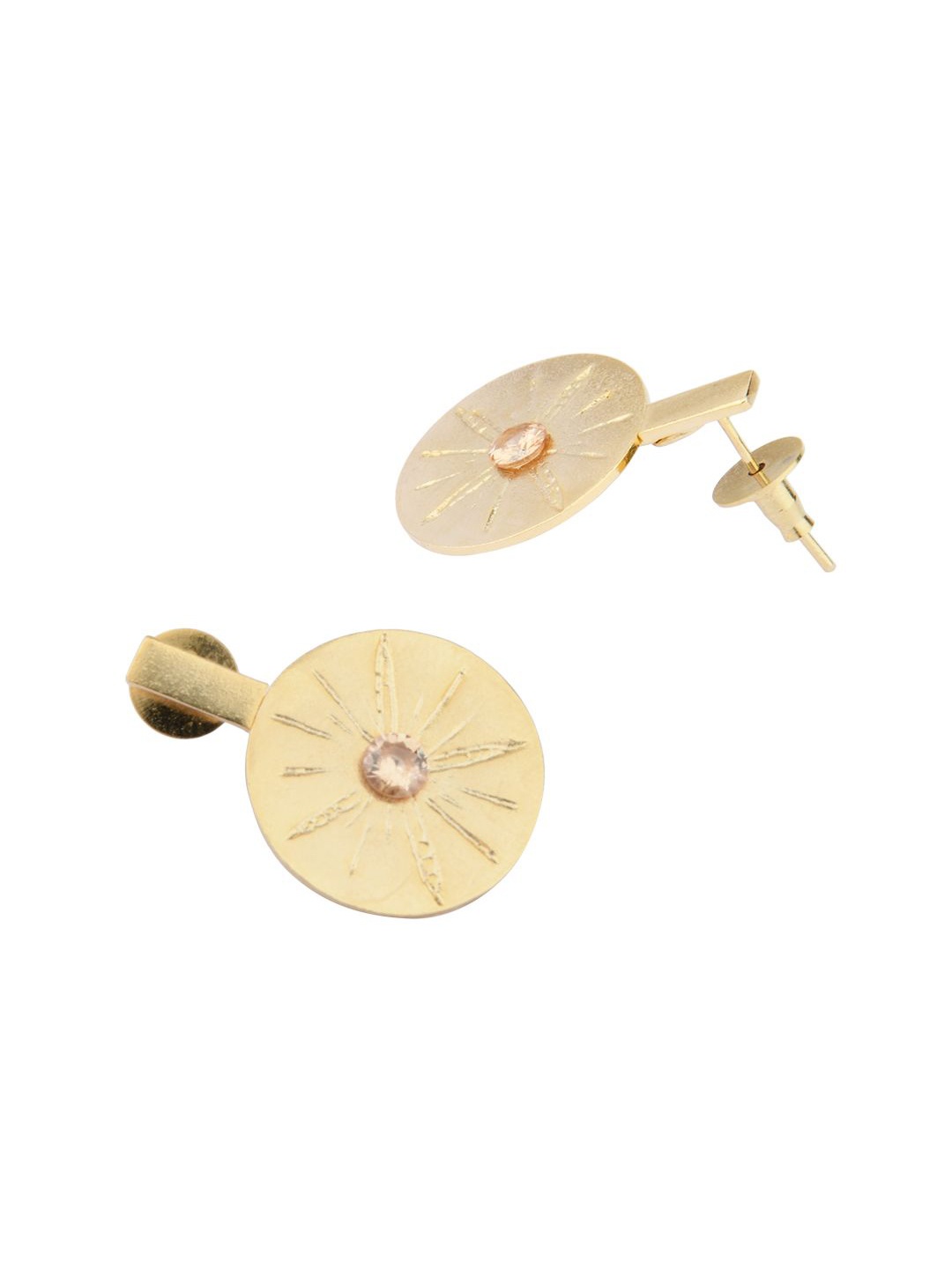 

Ethnic Andaz Gold-Toned American Diamond Stones Studded Circular Studs Earrings