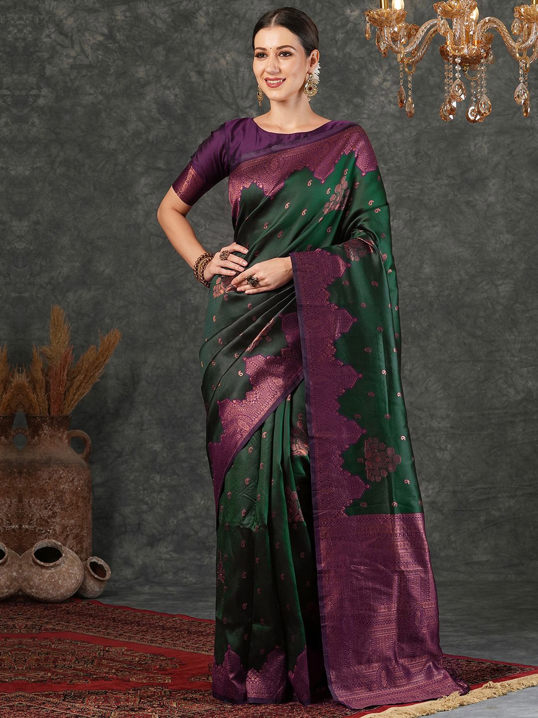 

SAMAH Woven Design Zari Banarasi Saree, Green