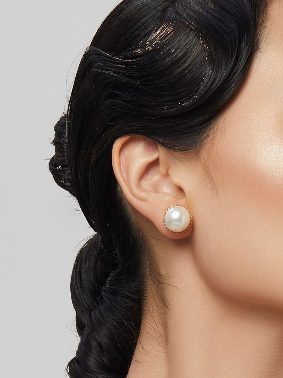 

Ethnic Andaz Gold-Plated Pearls Circular Shaped Studs