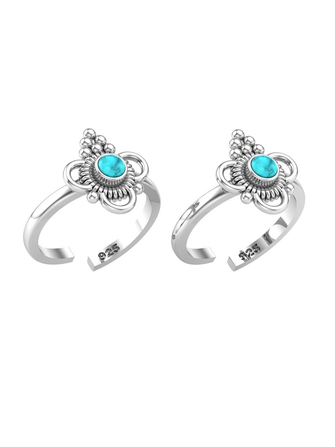 

Peenzone Jewellers 925 Sterling Silver-Plated CZ-Stone Studded Round Shape Cup Toe Rings
