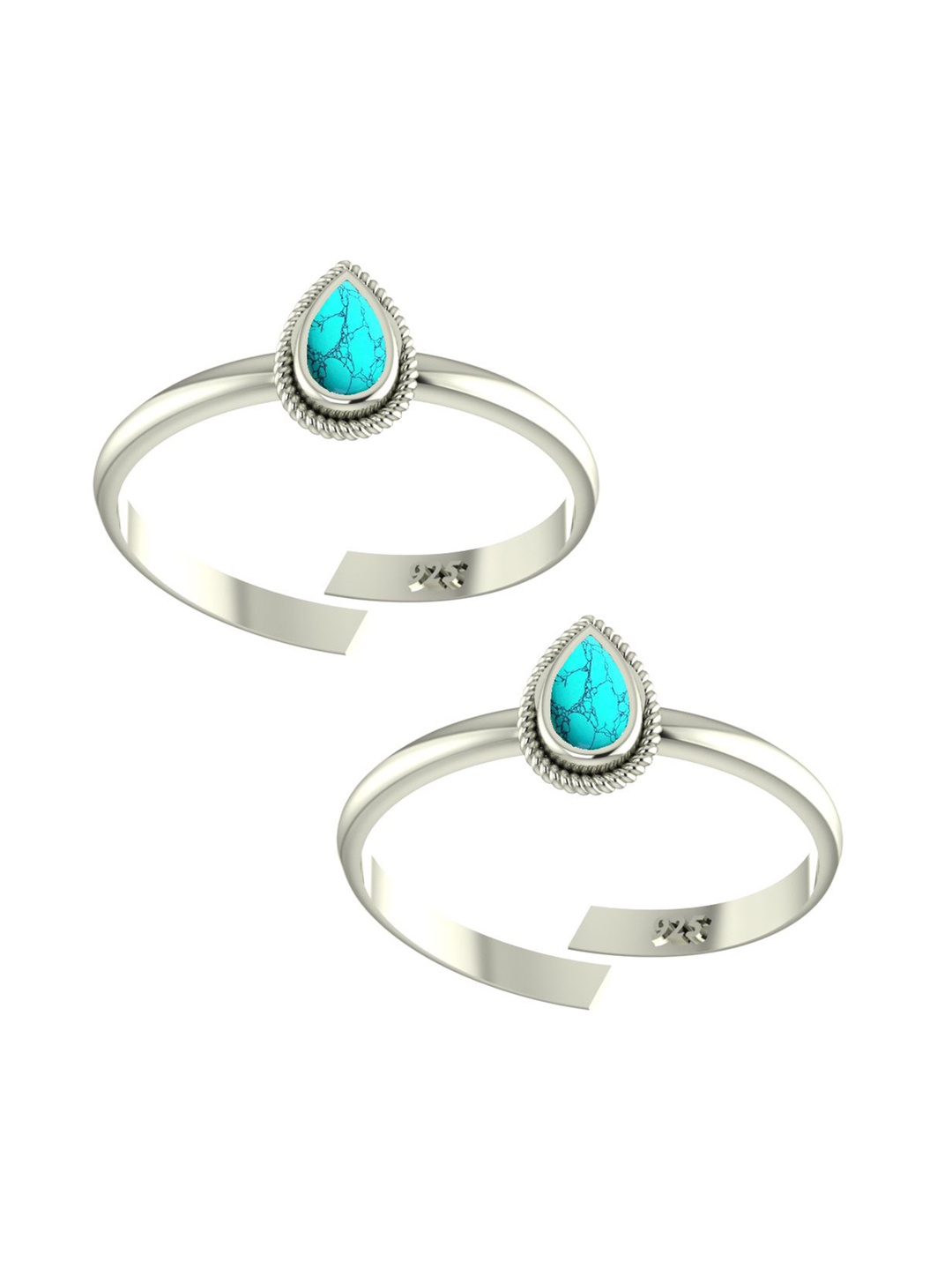

Peenzone Jewellers 925 Sterling Silver-Plated Cubic Zirconia Stone Studded Toe Rings
