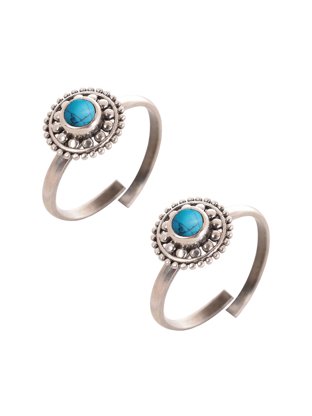 

Peenzone Jewellers 925 Sterling Silver-Plated Stone Studded Toe Rings