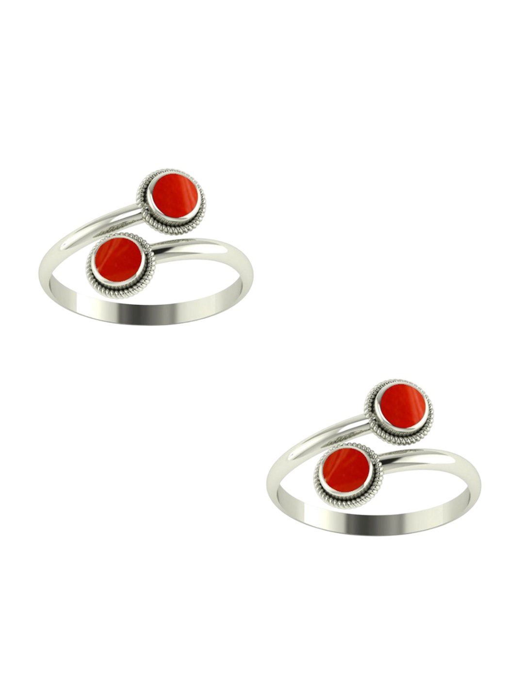 

Peenzone Jewellers 925 Sterling Silver-Plated Cubic Zirconia Stone Studded Toe Rings