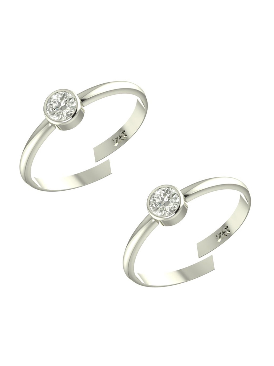 

Peenzone Jewellers 925 Sterling Silver-Plated Cubic Zirconia Stone Studded Toe Rings