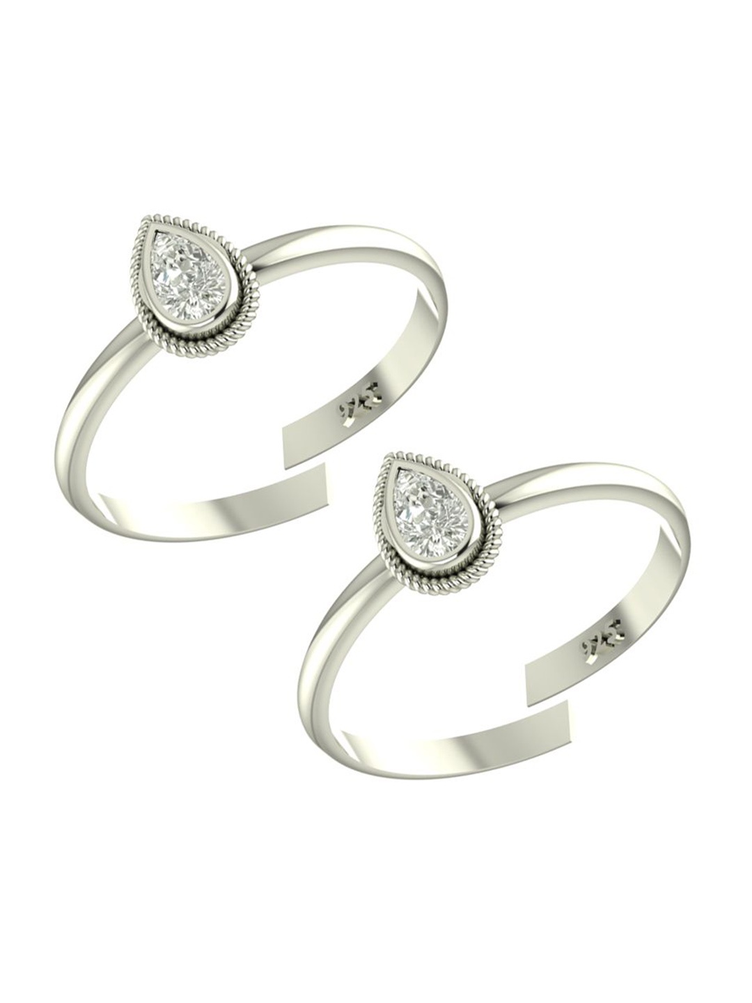 

Peenzone Jewellers 925 Sterling Silver-Plated Cubic Zirconia Stone Studded Toe Rings