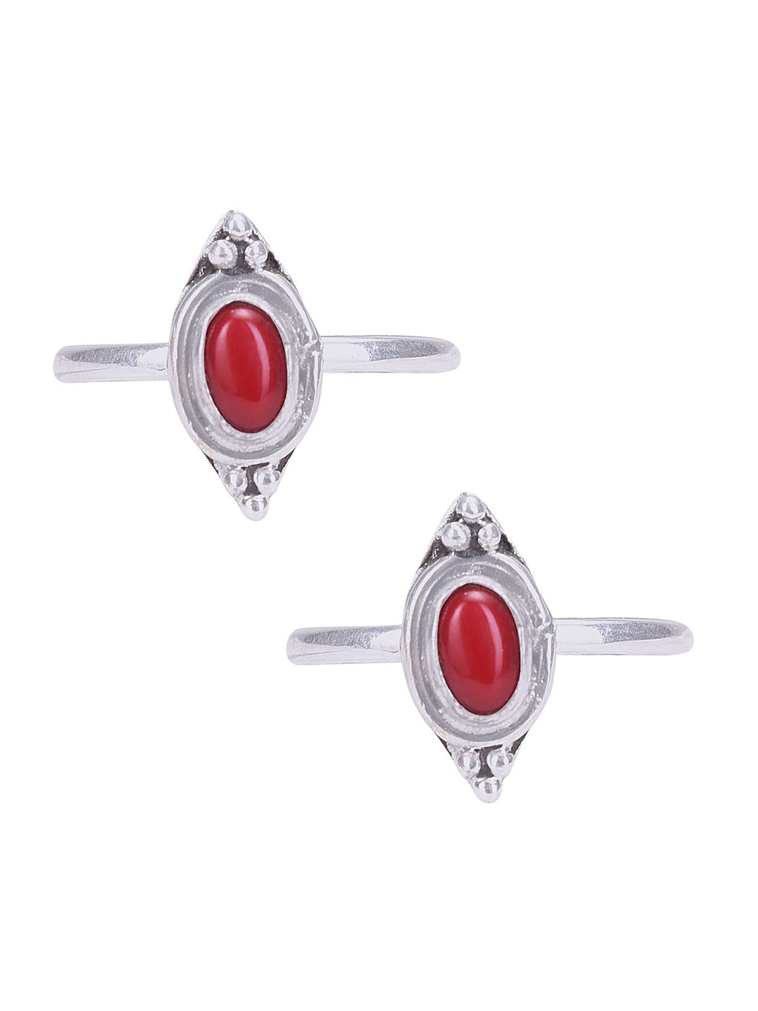 

Peenzone Jewellers 925 Sterling Silver-Plated Cubic Zirconia Stone Studded Toe Rings