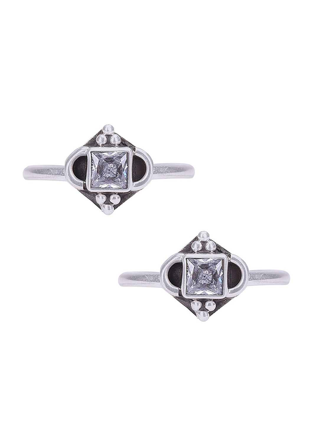 

Peenzone Jewellers 925 Sterling Silver-Plated Cubic Zirconia Stone Studded Toe Rings