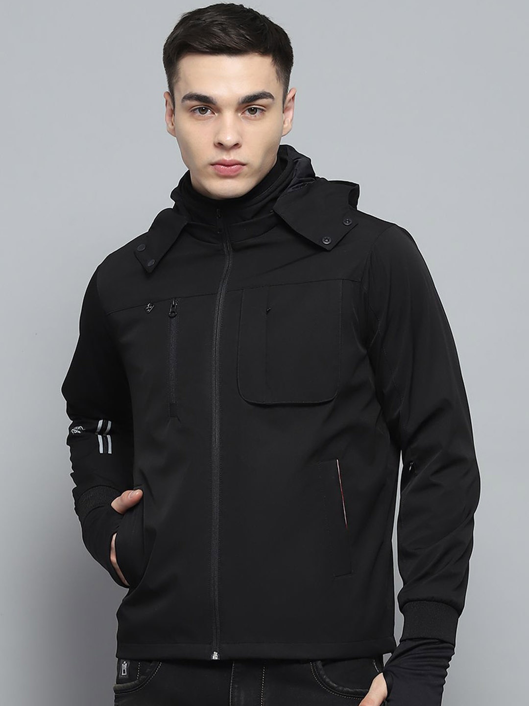 

Monte Carlo Men Hooded Solid Casual Padded Lightweight Jacket, Black