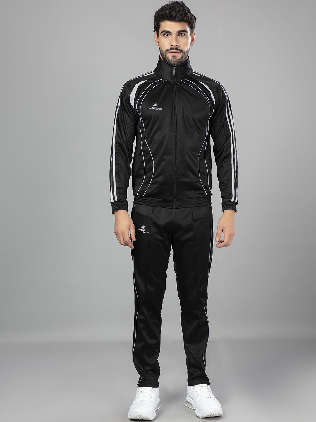 

SPORT SUN Men Mid Rise Tracksuit, Black